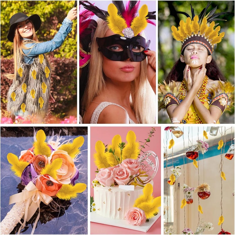 Flying feathers 500pcs-Gold Rooster Feathers 3-5inch Bulk Feathers for Crafts DIY Dream Catcher Supplies（500pcs） - Image 4